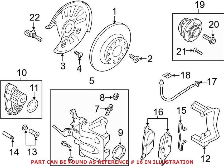 VW Disc Brake Pad Set - Rear 3Q0698451C